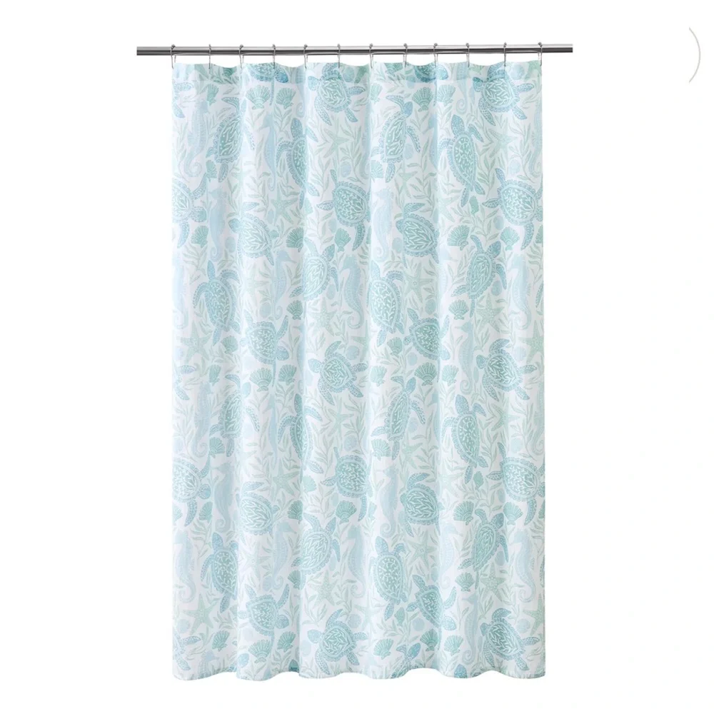 CARO HOME 100% Cotton Sea Turtle Shower Curtain - 72